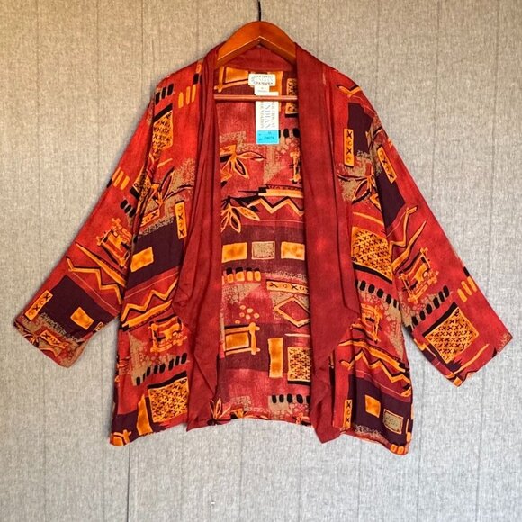 80s 90s Vintage Southwest Indian Foundation Open Front Tunic Pants Set Size M - Picture 3 of 17